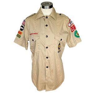 Vtg 80s Boy Scouts America Official Patrol Leader Shirt S Patches Uniform *READ*